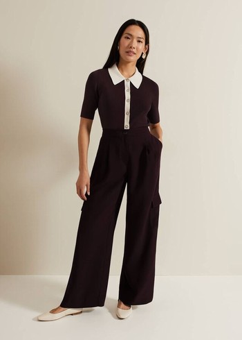 Phase Eight Marissa Cargo Trousers Burgundy Australia | HR6198502